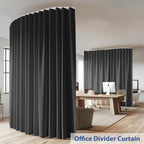 Room Divider Curtains Ceiling Mounted Track Sets Extra Wide Blackout Curtain Flexible Tracks for Bedroom Privacy Partition Separator, 1 Panel Black Drape and White Rail, W8.3 x H7ft