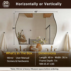 ANDY STAR Rectangle Scalloped Mirror, 36"x48" Brushed Gold Bathroom Mirror in SUS304 Stainless Steel Metal Frame, Brass Vanity Mirror with Unique Arched Top Design