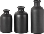 Premium Ceramic Vase, Minimalism Style Black Vases for Dried Flowers Plants Pampas Grass Vase, Frosted Elegant 6" H Vase for Modern Table Shelf Wedding Home Decor (Medium)