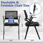 CLATINA Stackable & Foldable Office Chairs with Ergonomic Lumbar Support and Thickened Seat Cushion, Folding Mesh Fabric Reception Guest Chair for School Church Lobby Conference Room, Black (2pk)