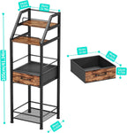 HapiRm Wine Rack Freestanding Floor - 4-Tier Stepped Liquor Cabinet Bar Stand for Home with Fabric Drawer, Wine & Glass Organizer for Living Room, Kitchen, or Dining Room