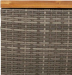 Gecheer Garden Storage Box with Acacia Wood Top, Grey Poly Rattan Outdoor Bench, 80x40x48 cm, Water-Resistant Interior Bag, UV-Resistant, Easy-Gas-Lift Lid