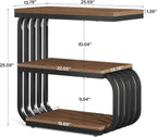 Tribesigns 3-Tier Nightstand, Narrow Bedside Stand, Industrial Vintage End Table for Bedroom, Living Room, or Small Spaces, Accent Side Table with Metal Frame (2, Brown)