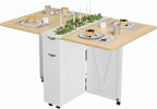 IDEALHOUSE Folding Dining Table, Folding Kitchen Table with Drawers and Storage, Apartments, Small Spaces, White