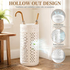 Sawysine White Ceramic Umbrella Stand with Hollow-out Design Heavy Porcelain Umbrella Holder for Entryway 17" Heavy Porcelain Holder for Umbrellas Canes Home Decor Walking Sticks
