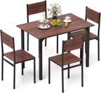 Tangkula Dining Table Set for 4, Modern Table and Chairs Set of 4 for Kitchen Dining Room Breakfast Nook (Walnut)