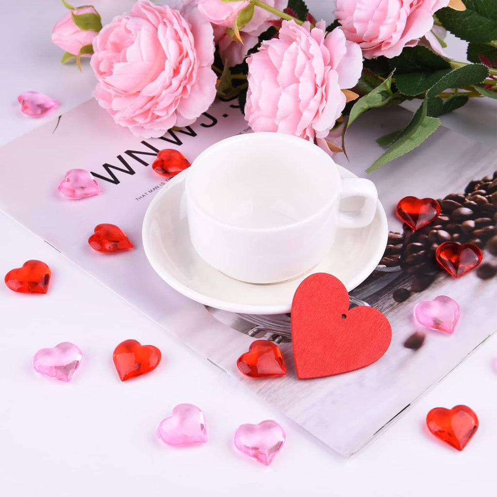 TUPARKA 210 Pcs Acrylic Hearts Red and Pink Acrylic Hearts Ornaments for Table Decoration/Vase Fillers/Home Decoration in Valentines or Wedding Day