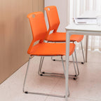 Set of 4 Stackable Chairs with Sled Base Reception Guest Chair Stacking Chairs for Office/Waiting Room/Conference Room/Guest Reception/Events/Churches, Orange.