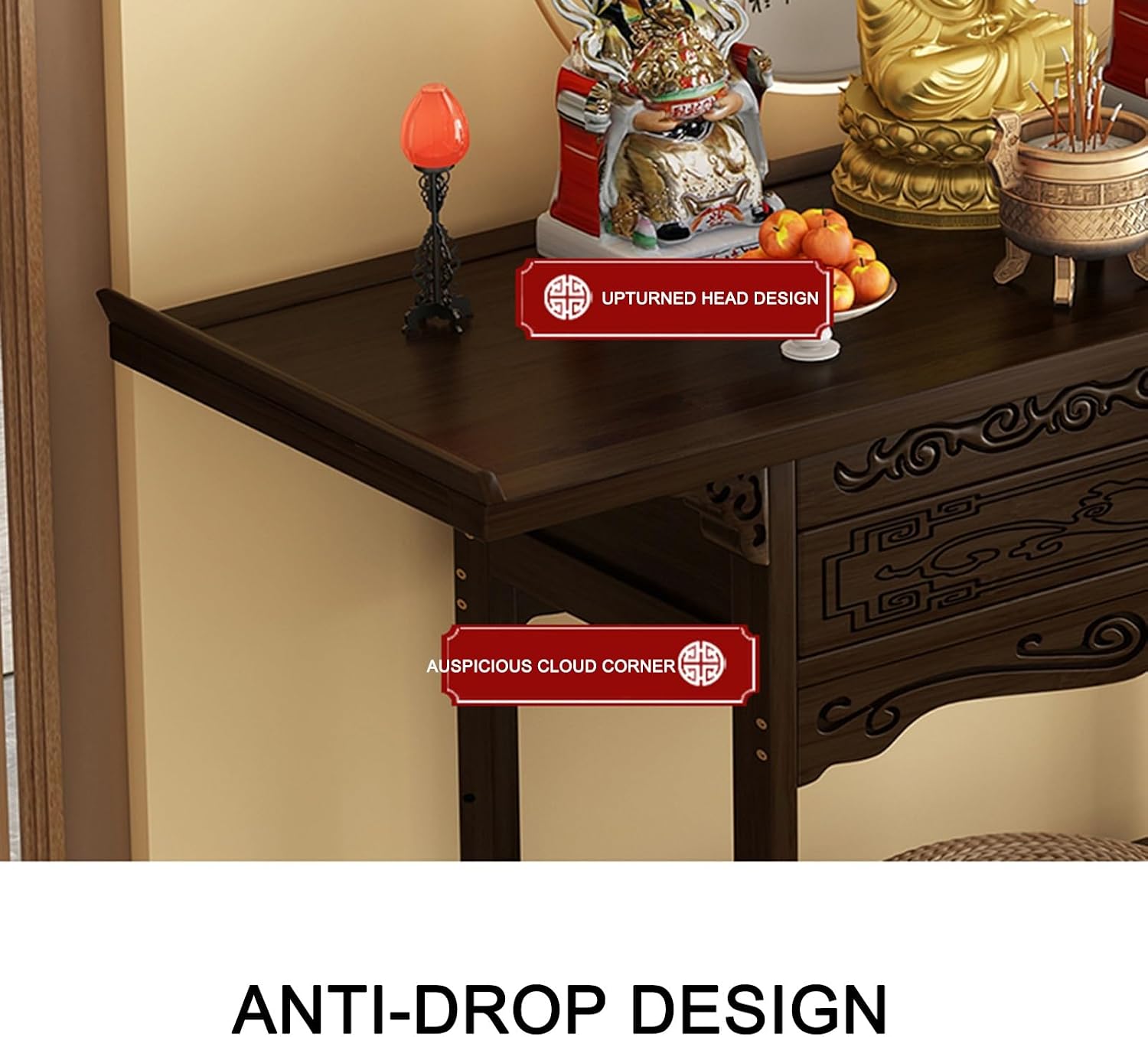 HARELA Meditation Altar Table Cabinet with Drawer, Meditation Shrine Buddhist Altar Table, Personal Shrine Meditation Table, for Living Room, Bedroom, Office, Bathroom(50 * 33cm/19.7 * 13in)