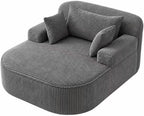 Oversized Chaise Lounge Chair Indoor, Boneless Couch Cloud Chair with 3 Comfy Pillows, Corduroy High-Density Foam Reading Chair, Wide Arms Bed Sleeper Sofa for Living Room Bedroom Relaxing