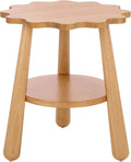SAFAVIEH Home Collection – Forsythe Natural Brown Accent Table with Lower Shelf, Scalloped Round Design (ACC9201B)