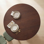 CIMOTA 59'' Round Dining Table for 4-6, Modern Pedestal Kitchen Table Circle Wood Walnut Grain Finish Grain Tabletop Dinner Table Kitchen Table, Walnut Wood
