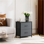 Fabric Dresser 2 Drawers, Nightstands with Adjustable Feet, End Table for Bedroom, Set of 2 - Modern Storage Cabinets