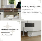 AMERLIFE Farmhouse End Table Set of 2, 18" Wood Nightstands with Charging Station and 2 Drawers, Heavy Duty Bedside Tables for Bedroom or Living Room, Antique White