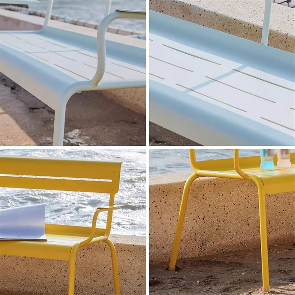 Garden Outdoor Terrace Bench, Aluminum Alloy, with Backrest, Suitable for Balconies, Gardens, Decks, Backyards Seat(Yellow,160x55x82CM)