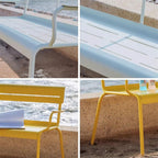 Garden Outdoor Terrace Bench, Aluminum Alloy, with Backrest, Suitable for Balconies, Gardens, Decks, Backyards Seat(Yellow,160x55x82CM)