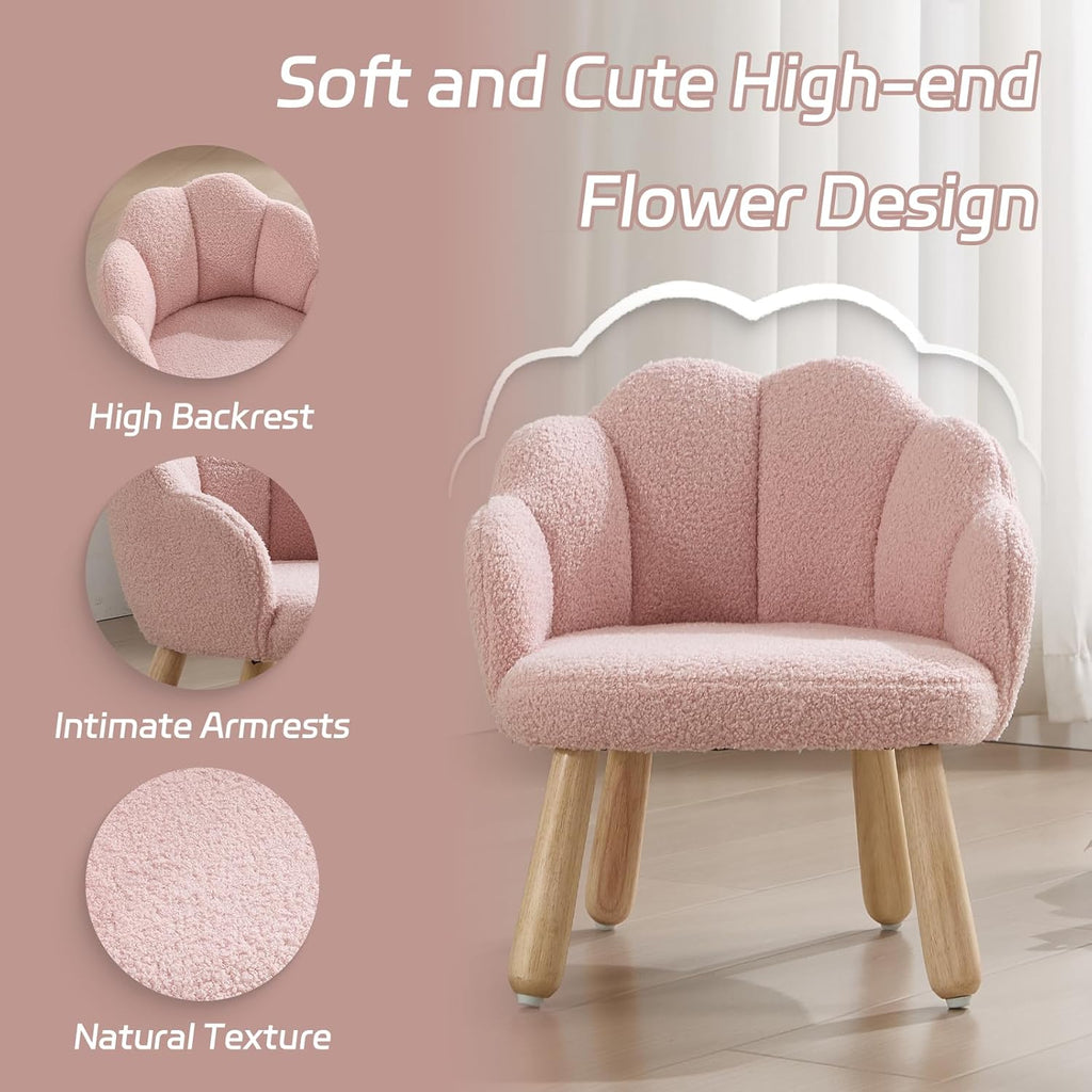Pink Toddler Chairs, Kid Armchair, Toddler Chairs Comfy, Shepra Kids Chair for Children, Wooden Kids Chair, Kid Room Reading Chairs for Playroom/Living Room/Nursery, Pink