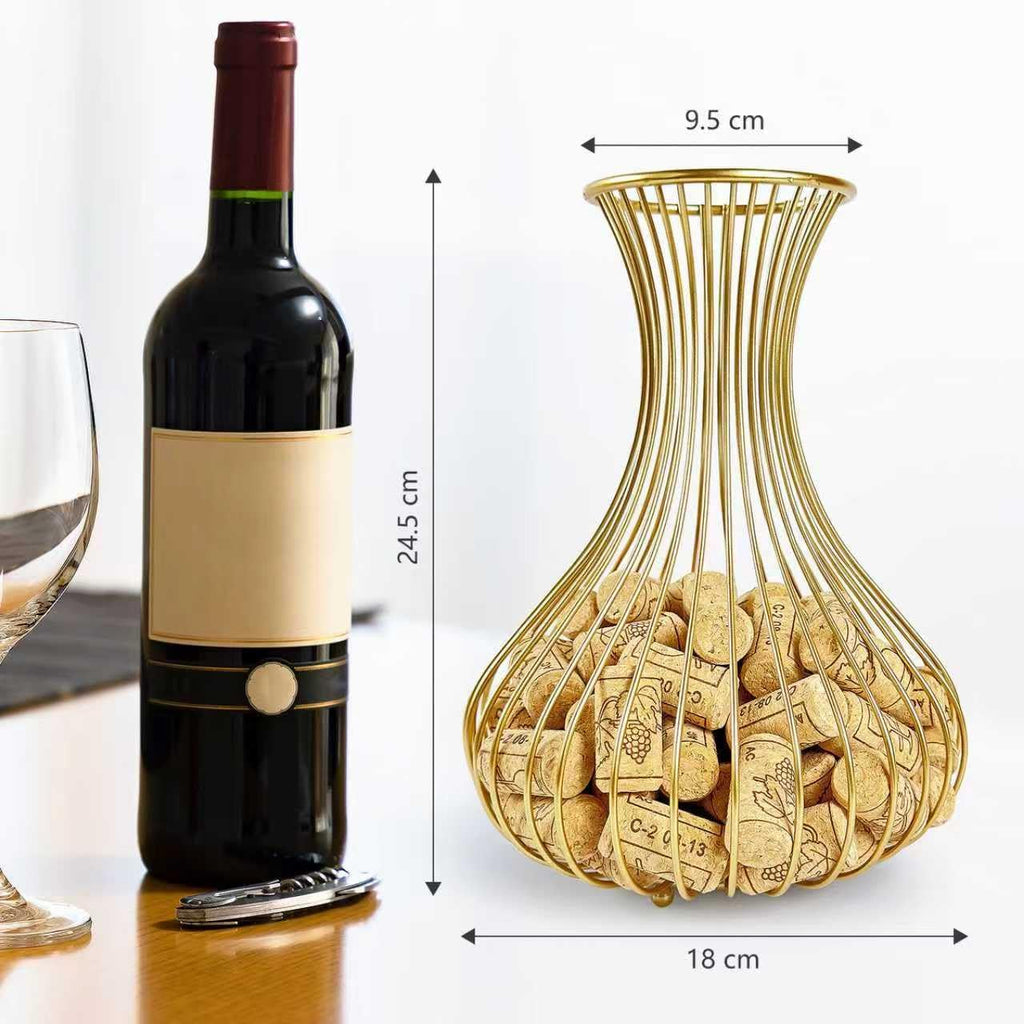 Wine Cork Holder – Elegant Wine Decor & Decorative Cork Holder, Wire Container for Corks with Wine Cork Holders Decorative Style, Holds 75 Corks Freestanding, Perfect for Home Bars, Restaurants