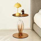 Acrylic Side Table, Clear End Table, Round Drink Table, Modern Nightstand for Living Room, Coffee Tables for Bedroom, Amber