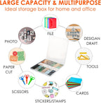 4 Pack Scrapbook Paper Storage, 12x12 Plastic Paper Organizer Box, Stackable Portable Document Holder, Craft Organizer Storage, Photo Storage Box Sticker Art Supplies Organizers (White, 4Pcs)