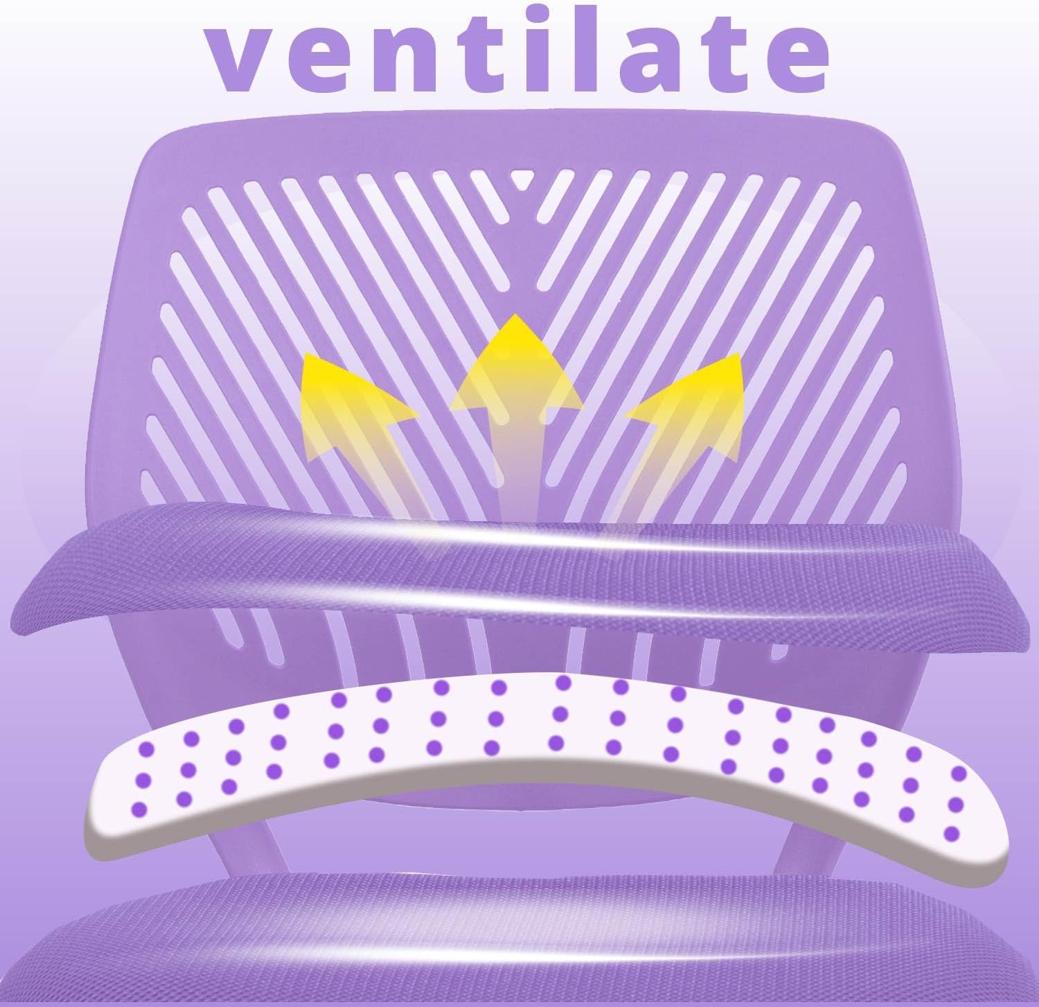 FurnitureR Teens Girls Task Chair 360 Swivel, Low Mid PP Mesh Back Fabric Seat, Height Adjustable, Rolling Castor, W15.7inces x D15.2inces x H29.5-34.2inches (Purple)