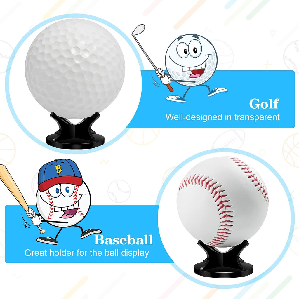 Sumind 6 Pack Small Ball Stand Holder, Clear Baseball Holders for Display, Sport Ball Display Stand Baseball for Golf, Softball, Tennis, Collectible Spheres Decor for Desk & Home, Acrylic