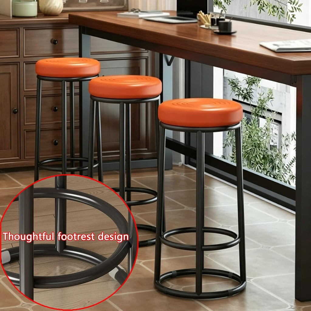 48cm, 63cm, 78cm, Thick Round Stools, Home Office Desk Chair, Metal Frame Side Chair, for Tea, Coffee Shops, Restaurants, Bars, Studios, Supermarkets(Browns,68cm/27in)