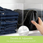 Acrylic Shelf Dividers for Closet Organization: Clear Handbag Purse Organizer for Closet - Shelf Separators for Sweater Sweatshirt Clothes Towel in Bedroom Kitchen, 8Pack