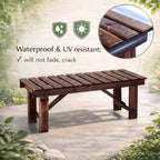 Cinnvoice 35.5 Inch Outdoor Garden Bench 2 Person Wooden Patio Backless Bench Weatherproof Anti Corrosion and Anti Rust Benches for Garden Lawn Porch Park Backyard