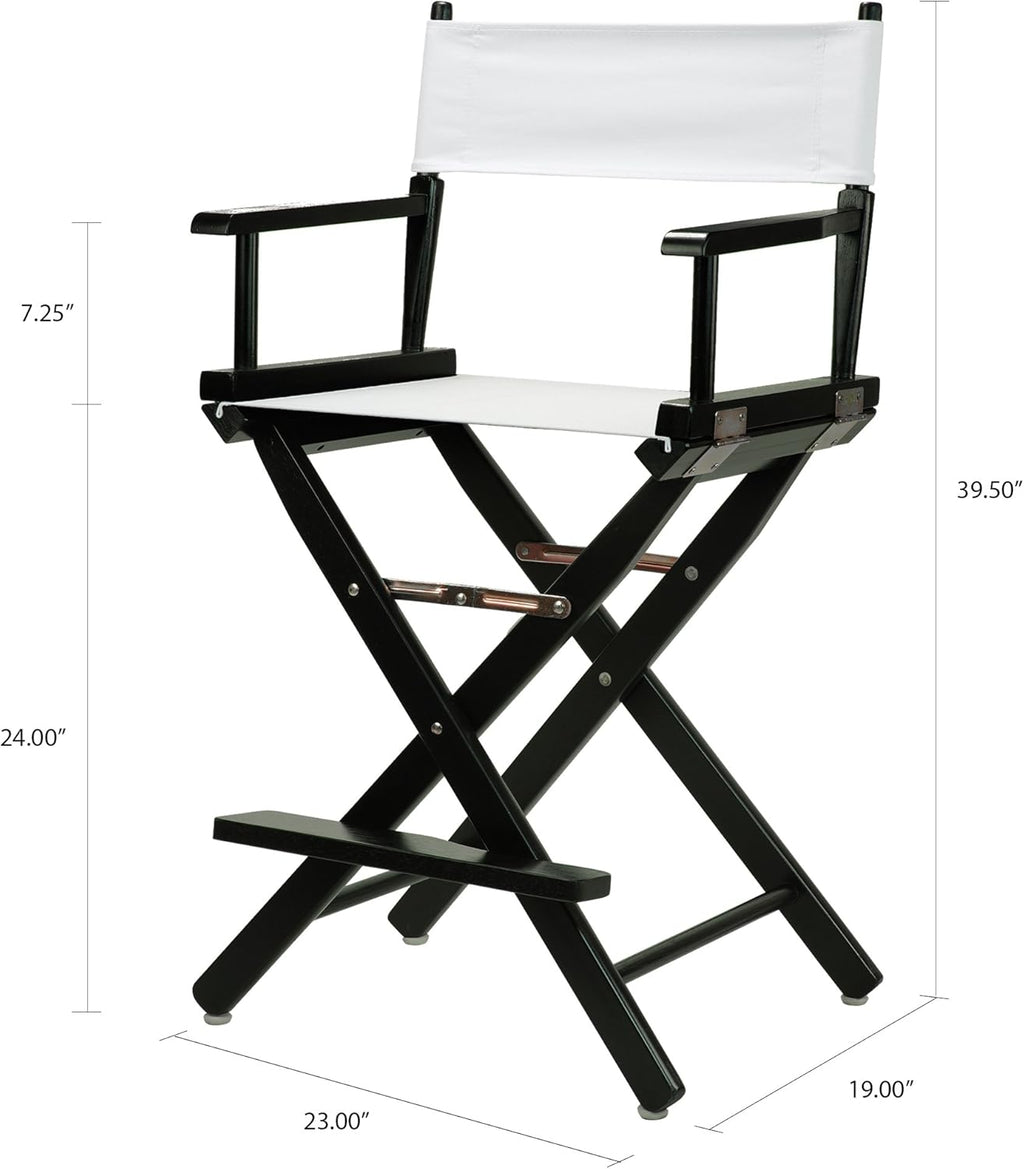Casual Home 24" Director's Chair Black Frame-with White Canvas, Counter Height
