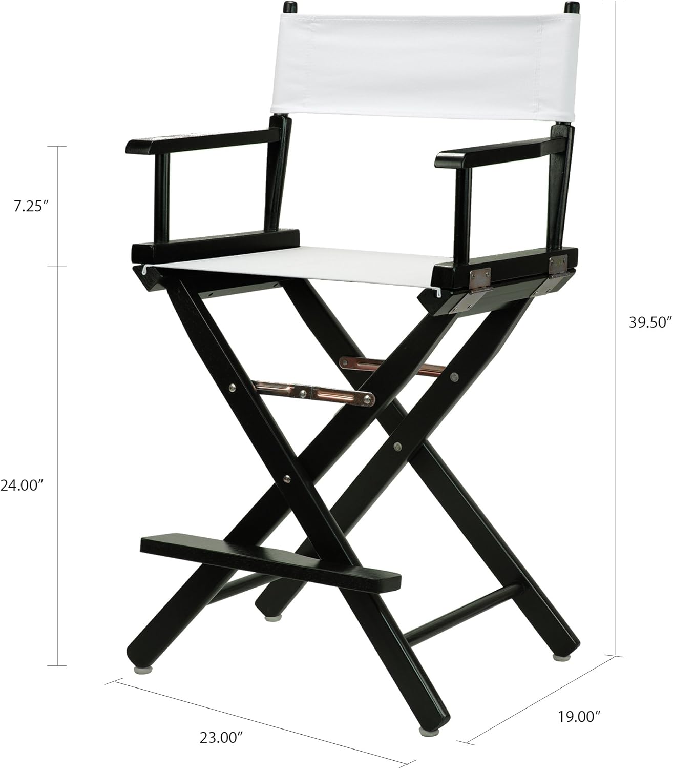 Casual Home 24" Director's Chair Black Frame-with White Canvas, Counter Height