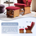 Glider Rocking Chair Nursery with Ottoman Smooth Rocking Motion, Easy to Assemble, Solid Hardwood Base Indoor Adult(Red)
