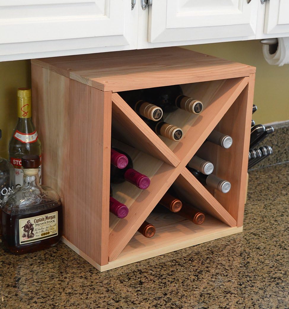 Creekside 12 Bottle Wine Cube, 12" Deep, Redwood