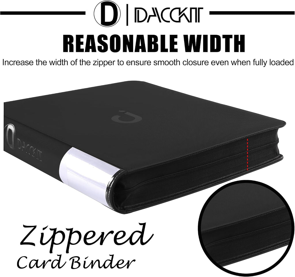 D DACCKIT Binder for Jumbo Card Sleeves and Top Loader，Fits 160 Cards - Premium 4 Pocket Large Card Binder Compatible with 6X9" Top Loaders（Model J4P160，Classic Black）