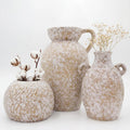Modern Rustic Farmhouse Ceramic Vase Set of 3, Handmade Speckled Pottery Vases for Table Decor, Small Decorative Vase Centerpiece for Living Room, Mantel & Shelf Styling
