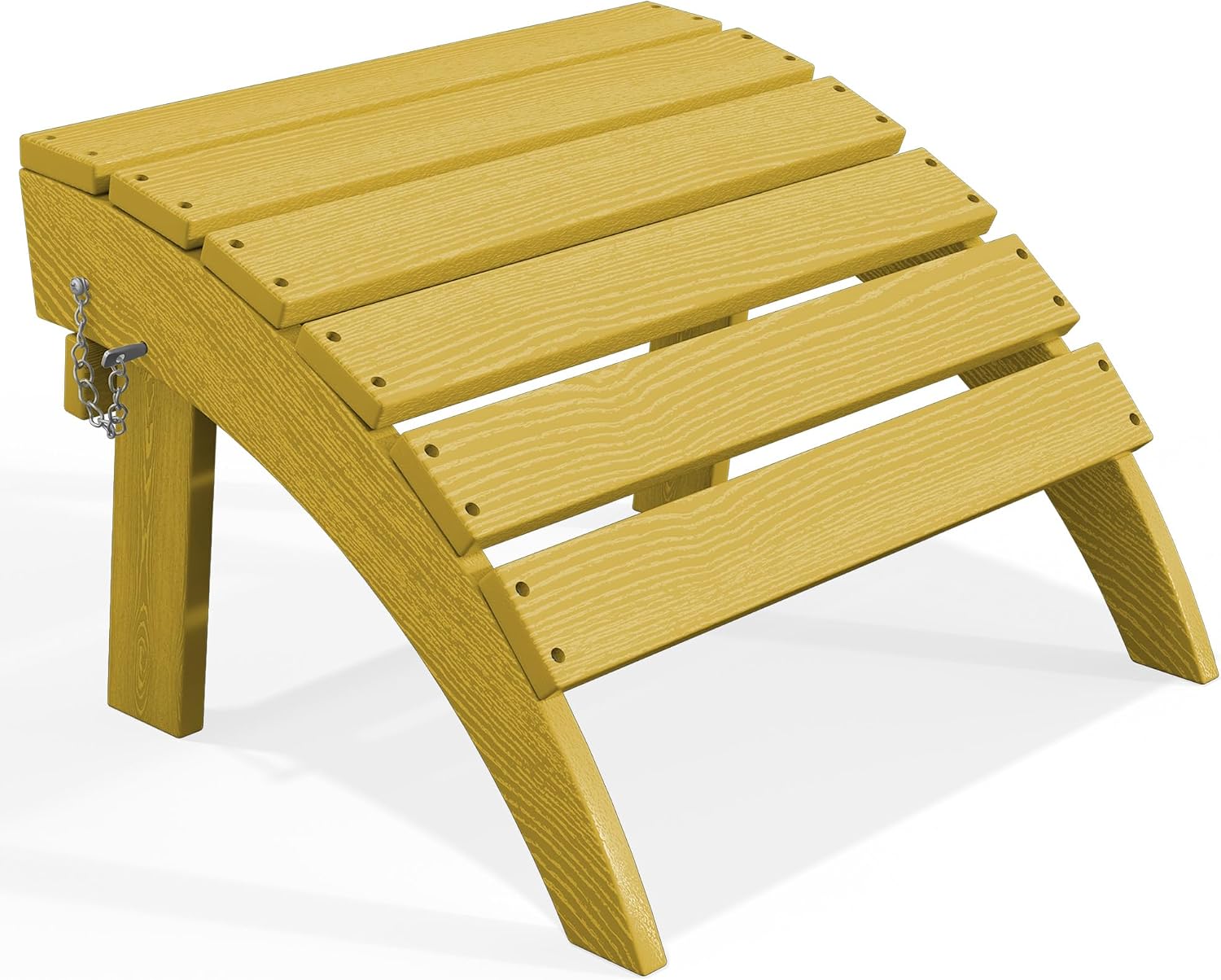 PLUUV Folding Adirondack Ottoman Footrest, All-Weather HDPE Outdoor Footstool for Adirondack Chair, Foldable Ottoman for Patio Backyard Pool Deck, Yellow