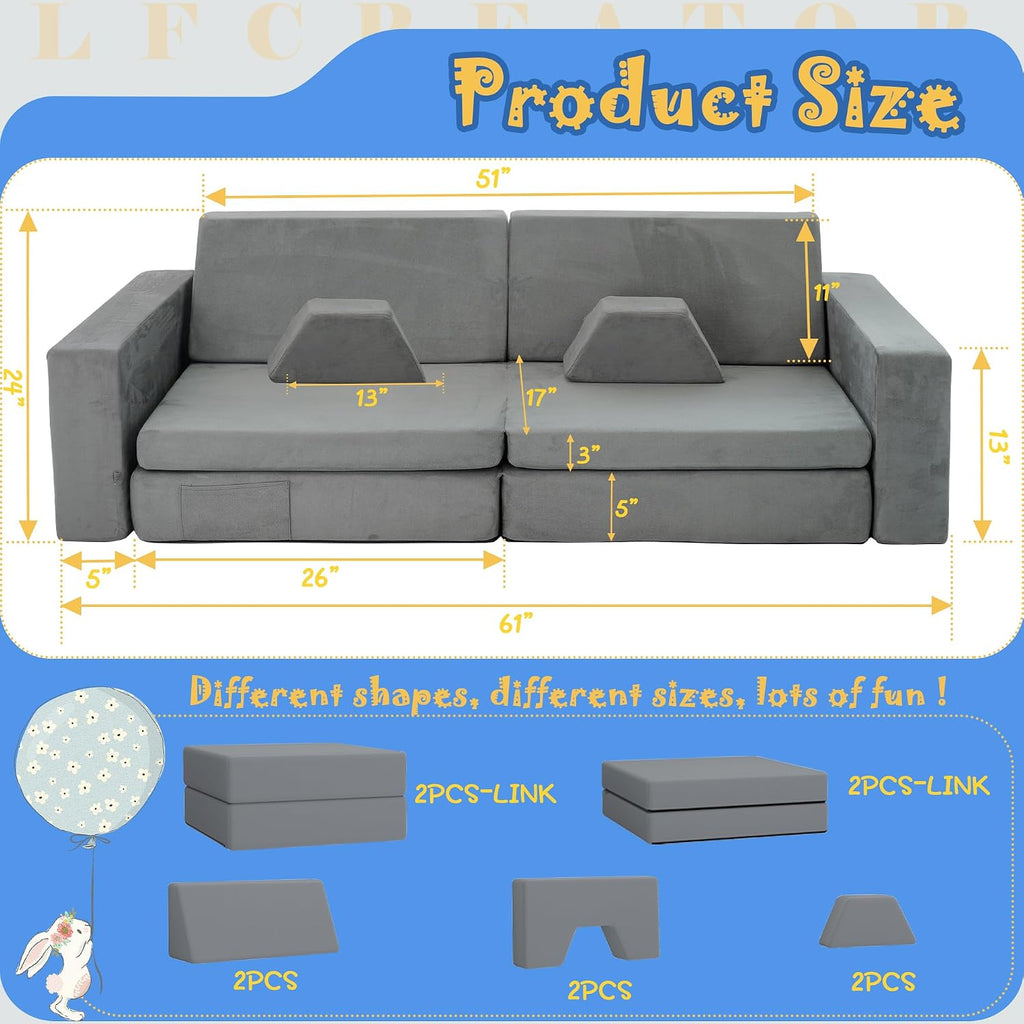 Modular Kids Sofa,Couch for Toddler and Baby Playroom/Bedroom,Perfect Toddler & Baby Couch for Play & Lounging,Ideal for Boys & Girls.New Recommended