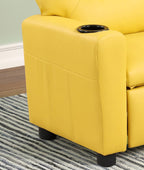 23" Yellow PU Leather Recliner Chair with Cupholder
