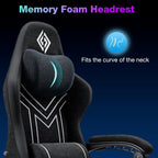 HOFFREE RGB Gaming Chair with Music Rhythm LED Lights and Bluetooth Speakers Fabric Ergonomic Game Chair 155° Reclining Computer Chair with Footrest Video Game Chairs for Adults Gaming & Office Black