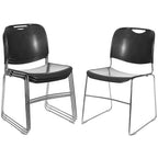 OEF Furnishings OEF8510/4 Ultra-Compact Plastic Sled Base Stack Chair (Simple Black, 4-Pack)