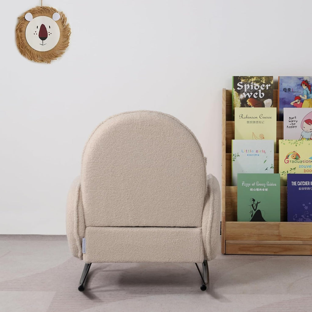 Baby Rocking Chair,Toddler Chair,Kids Chair,Kids Sofa, Shaky Metal Foot and Sherpa Fabric,Toddler Rocking Armchair for Boys and Girls Rest (Beige)