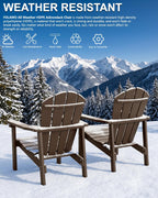 Adirondack Chair Set of 4, All Weather HDPE Fire Pit Chairs, Oversized Plastic Adirondack Chair for Outdoor, Balcony, Deck, Backyard, Patio, Garden, Poolside, Lawn Coffee