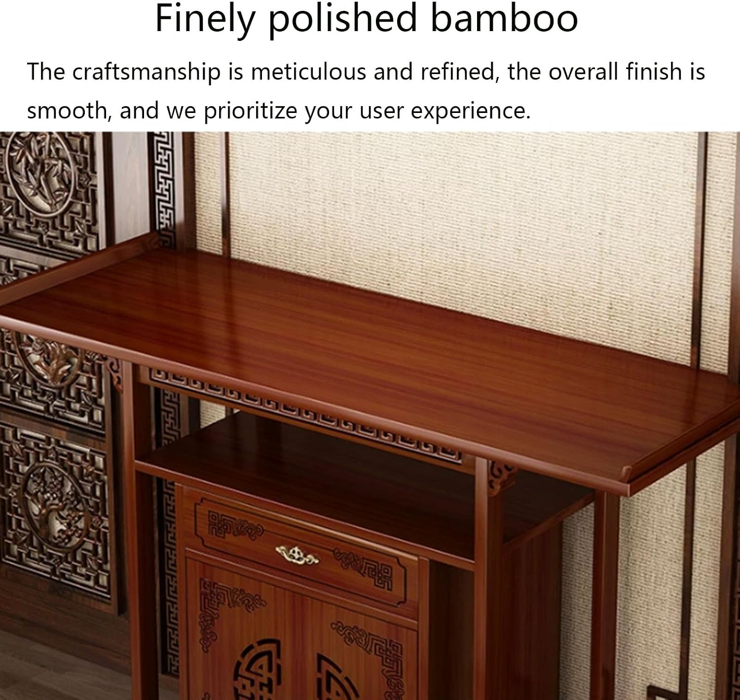 Household Bamboo Buddhist Altar Table, Chinese Style Buddhist Shrine, Personal Buddhist Altar/Shrine, with Storage Function and Drawers, Suitable for Home, Office, or Temple Use. 140cm/55.1in
