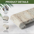 Marble Tray Pedestal Stand, 16"x4" Marble Vanity Tray with Feet for Bathroom Counter, Rectangular Marble Riser for Kitchen Sink, Soap Dispenser Perfume Jewelry Stone Organizer (River White)
