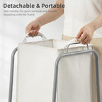 STORAGE MANIAC Metal Rack Laundry Hamper, 85L Large Laundry Basket with Convenient Handle, Freestanding Dirty Clothes Hamper for for Dorm, College, Small Space, Closet, Bedroom, Beige