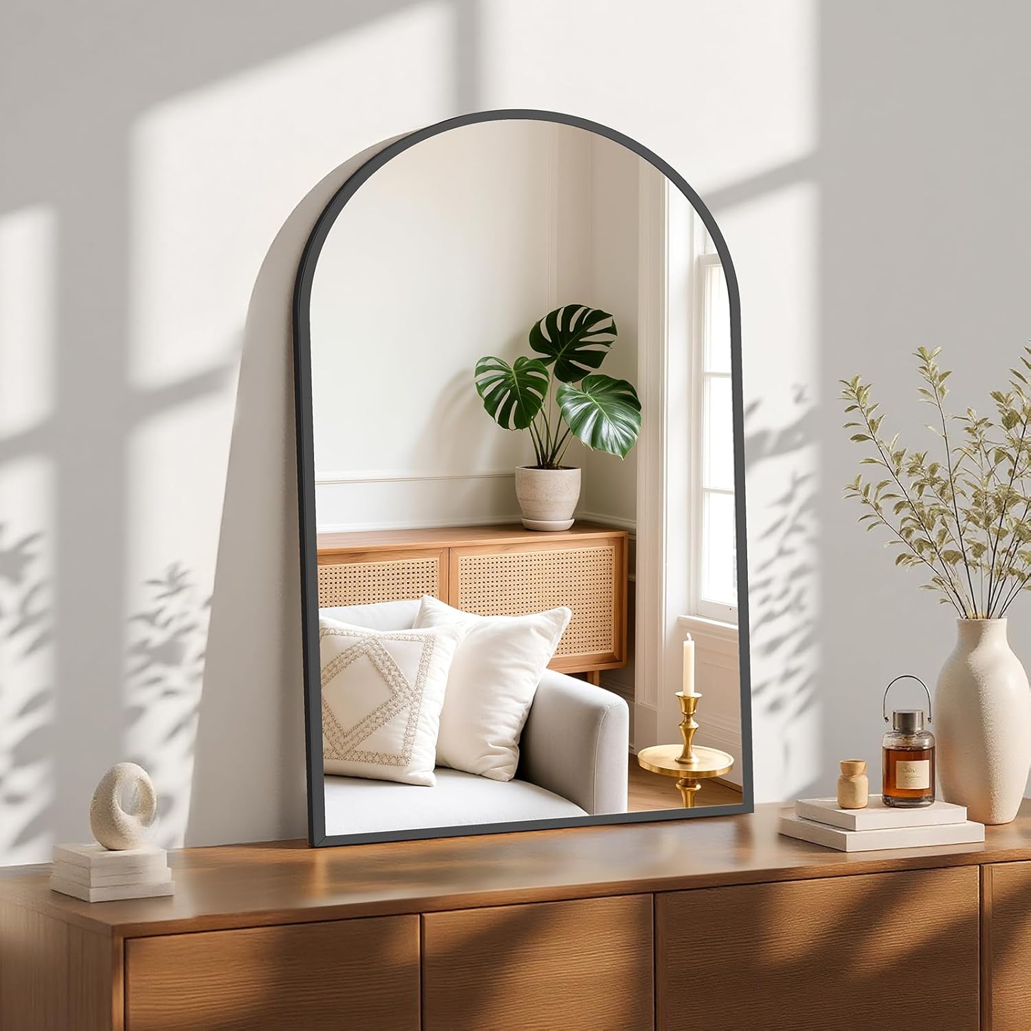 Sweetcrispy 24"x36" Arched Black Bathroom Mirrors for Wall, Bathroom Mirrors for Over Sink, Metal Framed with HD Shatter-Proof Glass for Entryway, Living Room, Bedroom, Home Decor