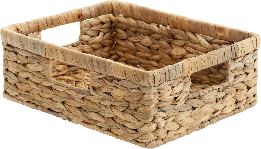 StorageWorks Pantry Baskets, Wicker Storage Baskets for Organizing, Shelves, Pantry Organizers and Storage, Water Hyacinth, 13" L x 10¼"W x 4 ¾"H