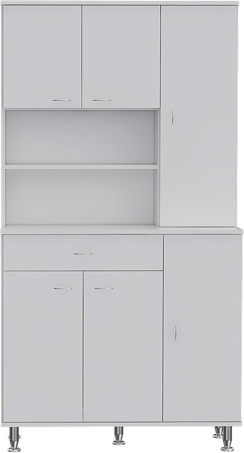 1-Shelf 1-Drawer Pantry Cabinet White,Buffet Kitchen Sideboard,for Kitchen,Dining Room,35.4 * 13.7 * 66.5