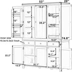 Pantry Storage Cabinet with Door Shelves and Drawers, Freestanding Tall Cupboard with Adjustable Shelves and Pull-Out Trays (Gray)