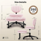Cross Legged Office Chair, Ergonomic Cloud Criss Cross Desk Chair, Meditation Chair with Wheels, Height Adjustable Seat for ADHD, Wide Kneeling Chair with Back Support,Pink
